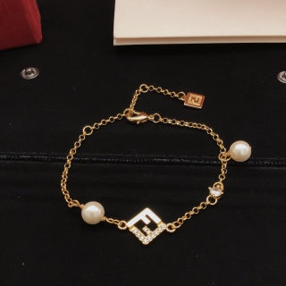 Fendi Valora Pearl FF Charm Necklace