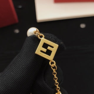 Fendi Valora Pearl FF Charm Necklace