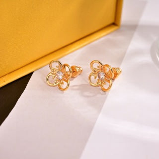 Fendi Fiora Bloom Crystal Stud Earrings