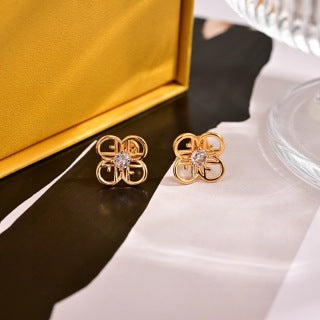 Fendi Fiora Bloom Crystal Stud Earrings