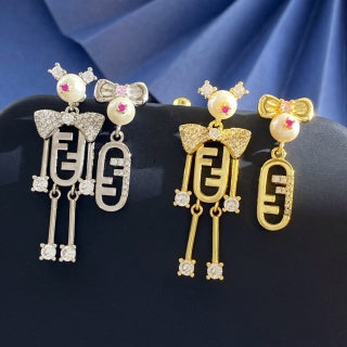 Fendi Bellini FF Robot Charm Stud Earrings
