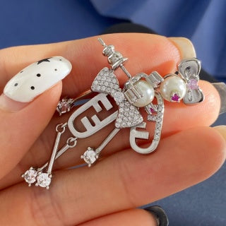 Fendi Bellini FF Robot Charm Stud Earrings