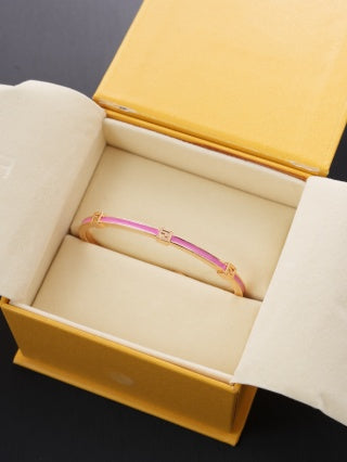 Fendi Violetta FF Enamel Line Cuff Bracelet