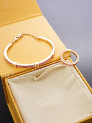Fendi Violetta FF Enamel Line Cuff Bracelet