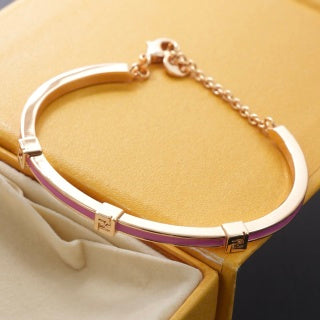 Fendi Violetta FF Enamel Line Cuff Bracelet