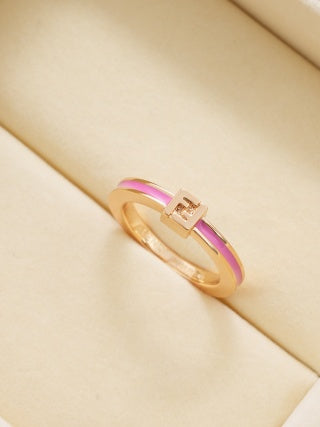 Fendi Rosalia F Emblem Enamel Accent Ring