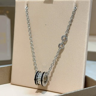 Bvlgari Silver Black Circle Pendant Necklace – Elegant Luxury Jewelry