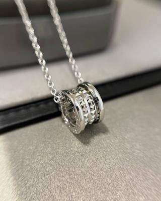 Bvlgari Silver Geometric Circle Pendant Necklace – Elegant Luxury Jewelry