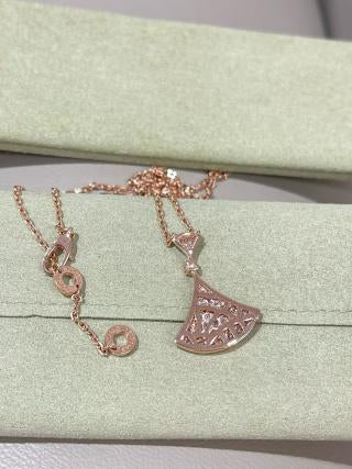 Bvlgari Rose Gold Crystal Fan Pendant Necklace – Elegant Luxury Jewelry