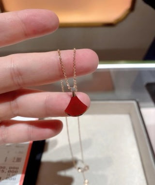 Bvlgari Red Fan Pendant Necklace – Elegant Luxury Jewelry