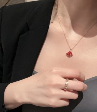 Bvlgari Red Fan Pendant Necklace – Elegant Luxury Jewelry