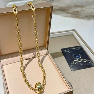 Bvlgari Gold Geometric Link Pendant Necklace – Elegant Luxury Jewelry