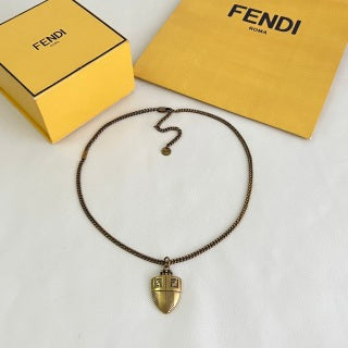 Fendi Varello FF Shield Pendant Necklace