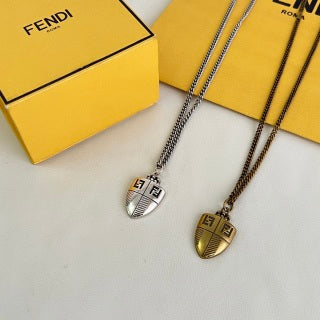 Fendi Varello FF Shield Pendant Necklace