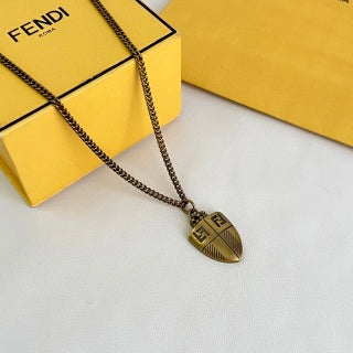 Fendi Varello FF Shield Pendant Necklace