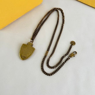 Fendi Varello FF Shield Pendant Necklace