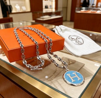 Hermès Pop H Medallion Enamel Pendant Necklace