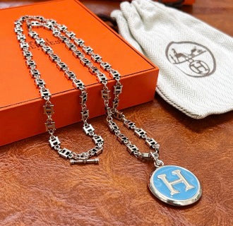Hermès Pop H Medallion Enamel Pendant Necklace