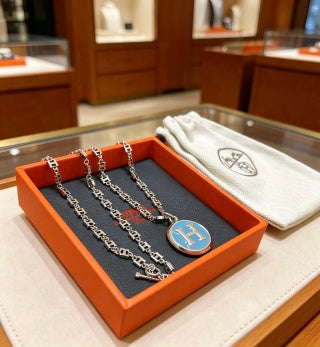 Hermès Pop H Medallion Enamel Pendant Necklace
