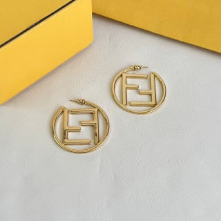 Fendi Aria FF Circle Logo Stud Earrings