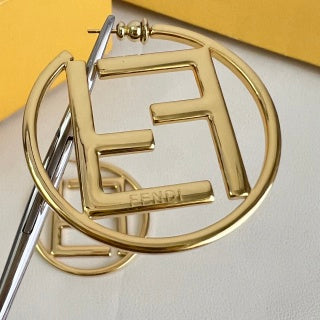 Fendi Aria FF Circle Logo Stud Earrings