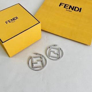 Fendi Aria FF Circle Logo Stud Earrings
