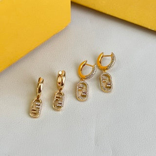 Fendi Aurevia FF Mini Charm Drop Earrings