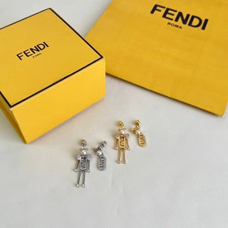 Fendi Bellini FF Robot Charm Drop Earrings