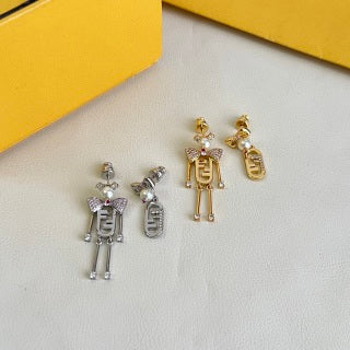 Fendi Bellini FF Robot Charm Drop Earrings