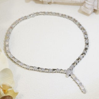 Bvlgari Geometric Link Crystal Necklace – Elegant Luxury Jewelry
