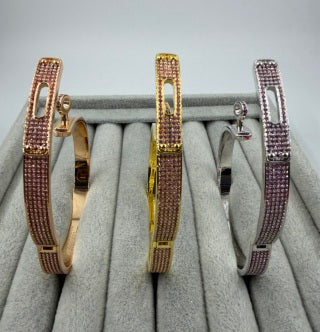 Hermès Pavé H Clasp Crystal Bangle Bracelet