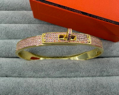 Hermès Pavé H Clasp Crystal Bangle Bracelet