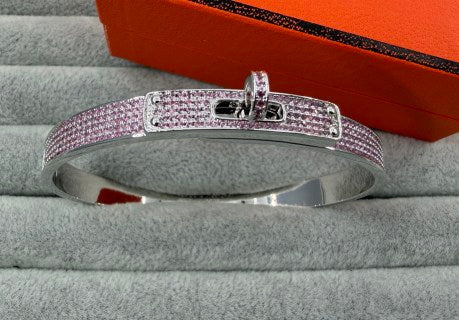 Hermès Pavé H Clasp Crystal Bangle Bracelet