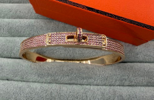 Hermès Pavé H Clasp Crystal Bangle Bracelet