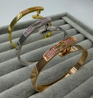 Hermès Pavé H Clasp Color Stone Bracelet