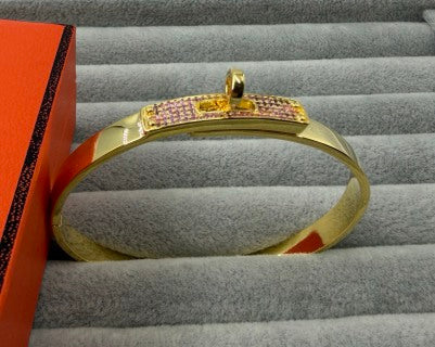 Hermès Pavé H Clasp Color Stone Bracelet