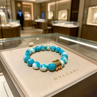 Bvlgari Turquoise Beaded Bracelet with Gold Accent – Elegant Luxury Jewelry