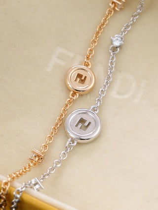 Fendi Dual-Tone FF Medallion Link Bracelet