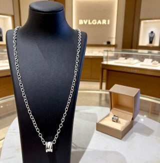 Bvlgari White Gold Circle Pendant Necklace – Elegant Luxury Jewelry