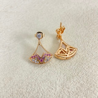 Bvlgari Pink Gem Fan Drop Earrings – Elegant Luxury Jewelry