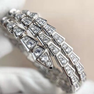 Bvlgari Pavé Geometric Cuff Bracelet – Elegant Luxury Jewelry