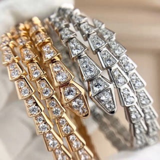 Bvlgari Pavé Geometric Cuff Bracelet – Elegant Luxury Jewelry