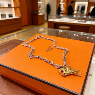 Hermès Pegasus Horse Charm Chain Necklace