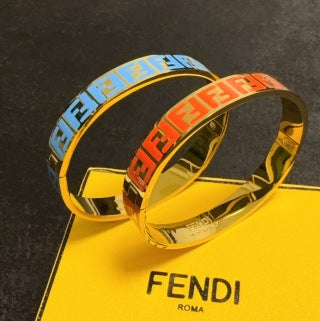 Fendi Vario FF Enamel Logo Bangle Bracelet