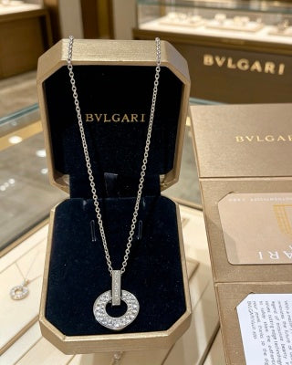 Bvlgari Crystal Circle Pendant Necklace – Elegant Luxury Jewelry