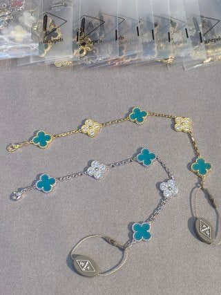 Van Cleef & Arpels Alhambra 5-Motif Bracelet in Turquoise and Diamonds