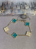 Van Cleef & Arpels Alhambra 5-Motif Bracelet in Turquoise and Diamonds