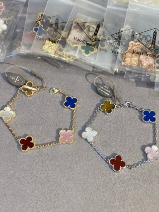 Van Cleef & Arpels Alhambra 5-motif bracelet in mixed-color natural stones