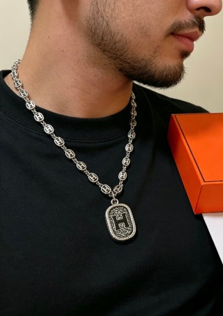 Hermès H Oval Medallion Link Necklace