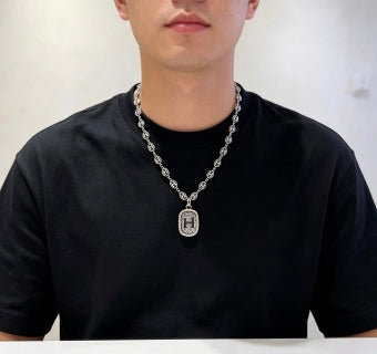 Hermès H Oval Medallion Link Necklace
